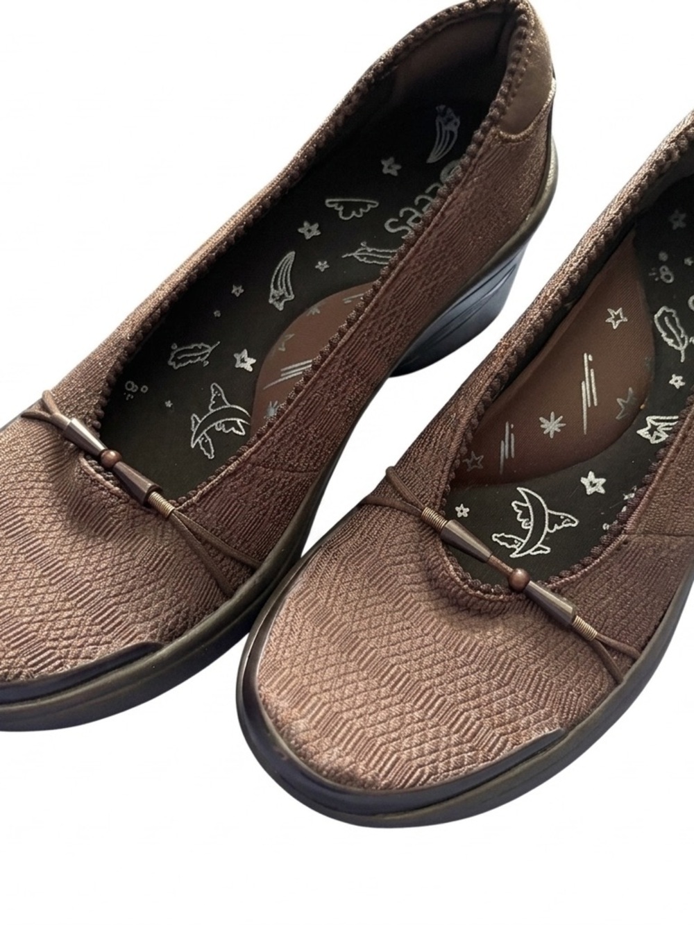 BZEES Brown Wedge Heels Comfort Cushion Electric Shoes Women's Size 9 M